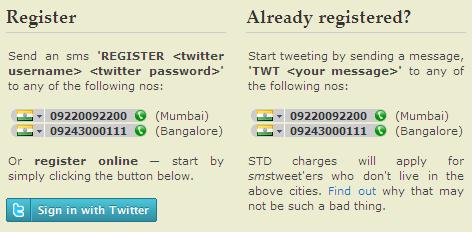 How to register for SMSTweet.in